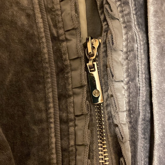 White House Black Market Grey Velvet Blazer / Moto- Jacket | Ruffle Detailing - Picture 5 of 12